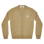 CDG Play Cardigan White Heart Natural Series Camel