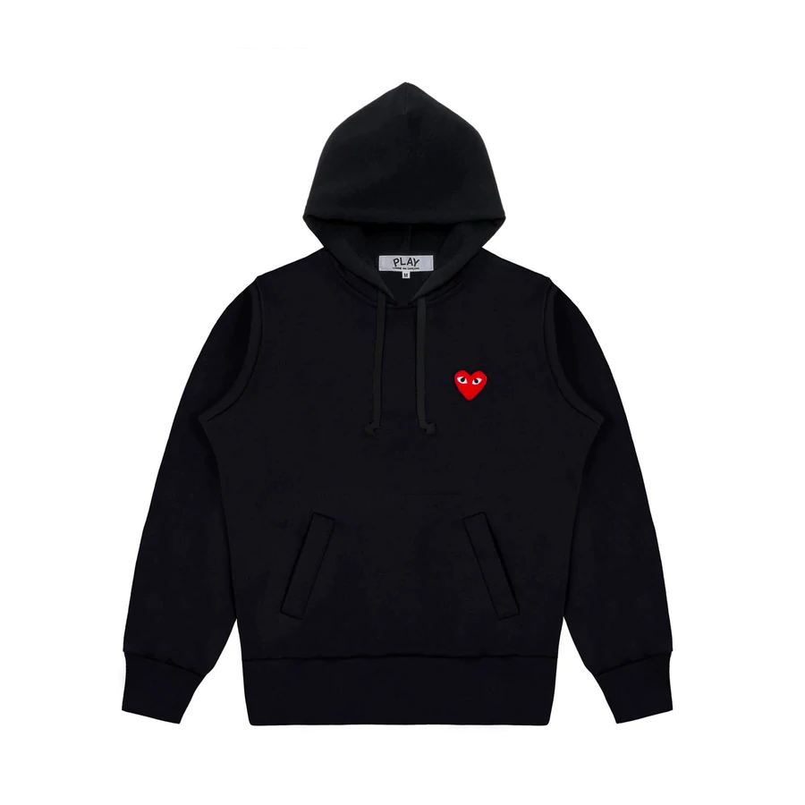 Black CDG Hoodie With Small – Red Heart Black CDG Hoodie With Small – Red Heart