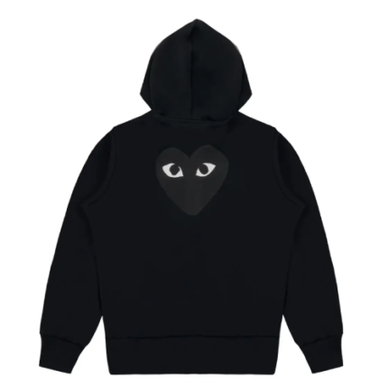 Cdg Play Big Heart Zip Hoodie Black