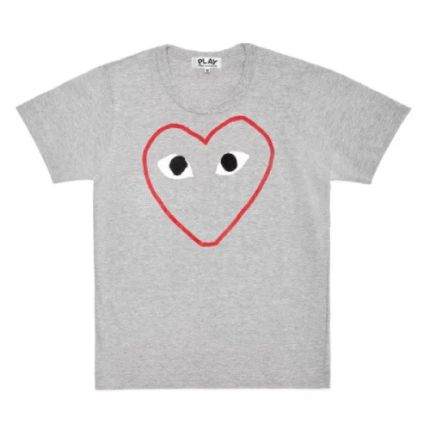 CDG Play T-shirt Red and White Outline Heart