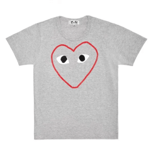 CDG Play T-shirt Red and White Outline Heart CDG Play T-shirt Red and White Outline Heart
